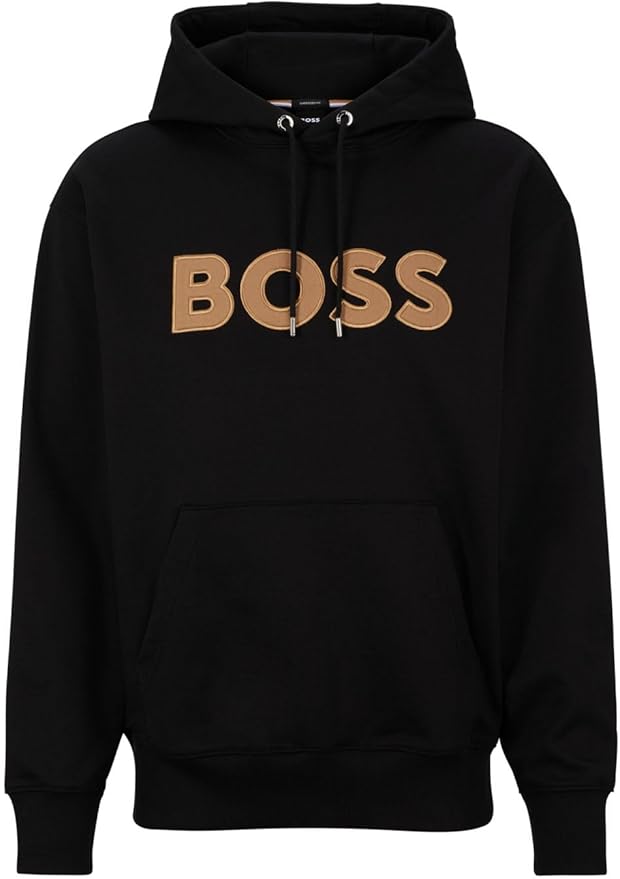 BOSS Men's Logo Applique Oversized Fit Organic Cotton Hoodie