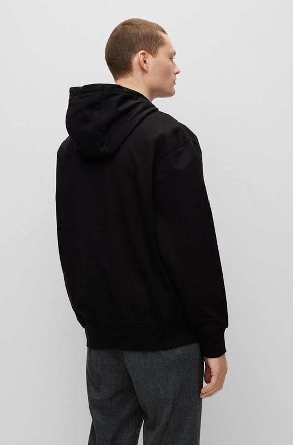 BOSS Men's Logo Applique Oversized Fit Organic Cotton Hoodie