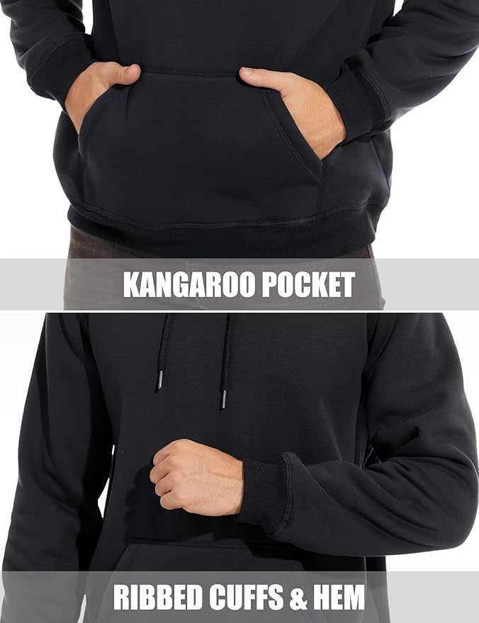 MAGCOMSEN Men's Heavy Hoodie Sherpa Fleece Lined Pullover Thick Winter Hooded Sweatshirt