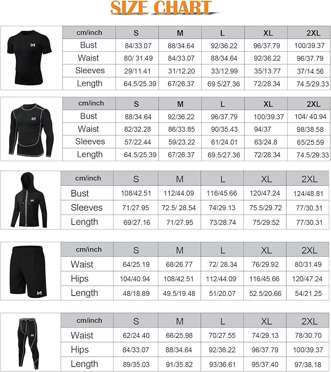 mens 5pcs Men's Compression Sets Pants Long Sleeve Shirt Athletic Shorts Running JacketShirt